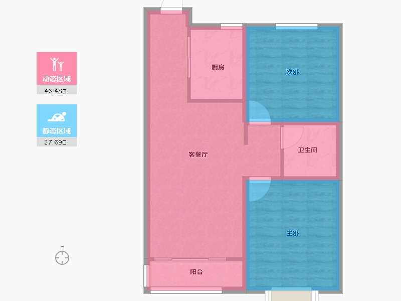 山东省-青岛市-鲁商泰晤士小镇-66.40-户型库-动静分区