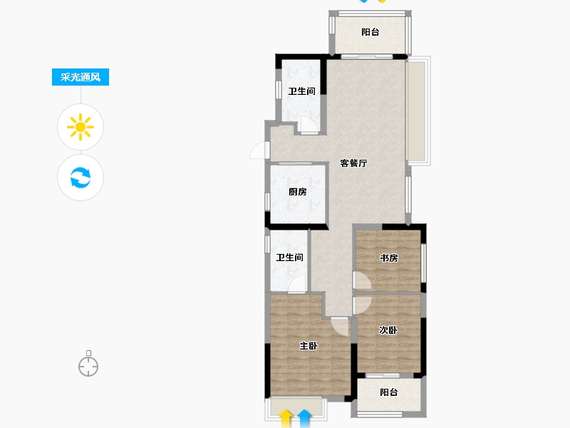 浙江省-宁波市-万科·朗拾-94.40-户型库-采光通风