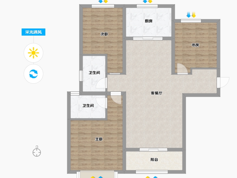 陕西省-西安市-金泰·贞观悦府-98.77-户型库-采光通风