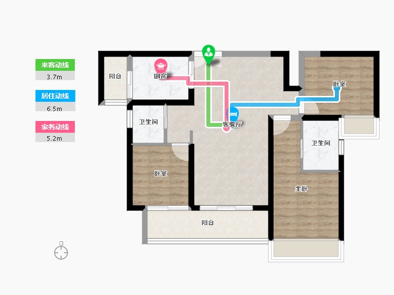 陕西省-咸阳市-乐华城香榭庄园-77.29-户型库-动静线