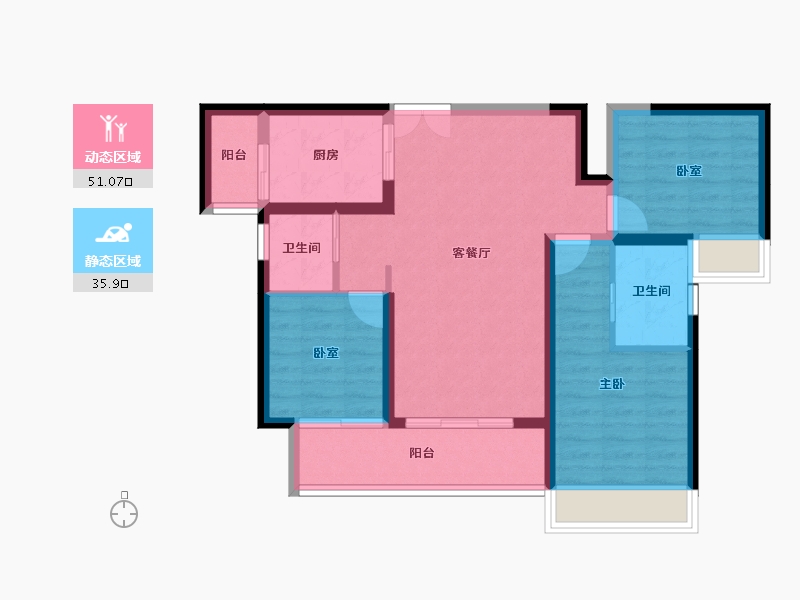 陕西省-咸阳市-乐华城香榭庄园-77.29-户型库-动静分区