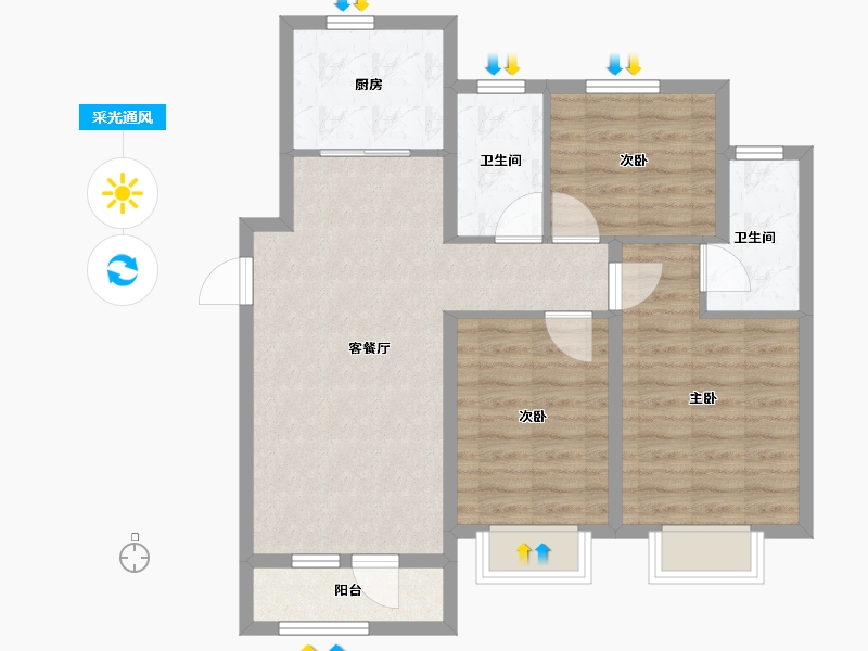 河北省-石家庄市-正定熙湖三期-80.00-户型库-采光通风