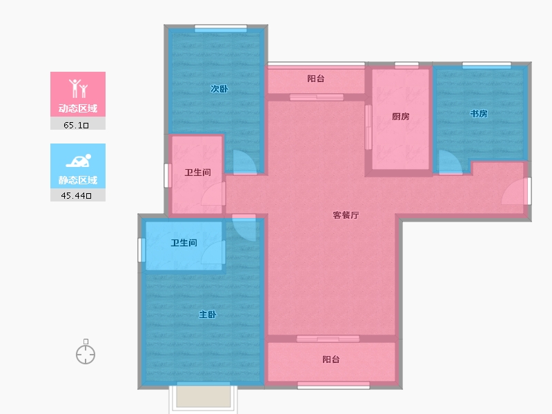 陕西省-西安市-金泰·贞观悦府-98.43-户型库-动静分区