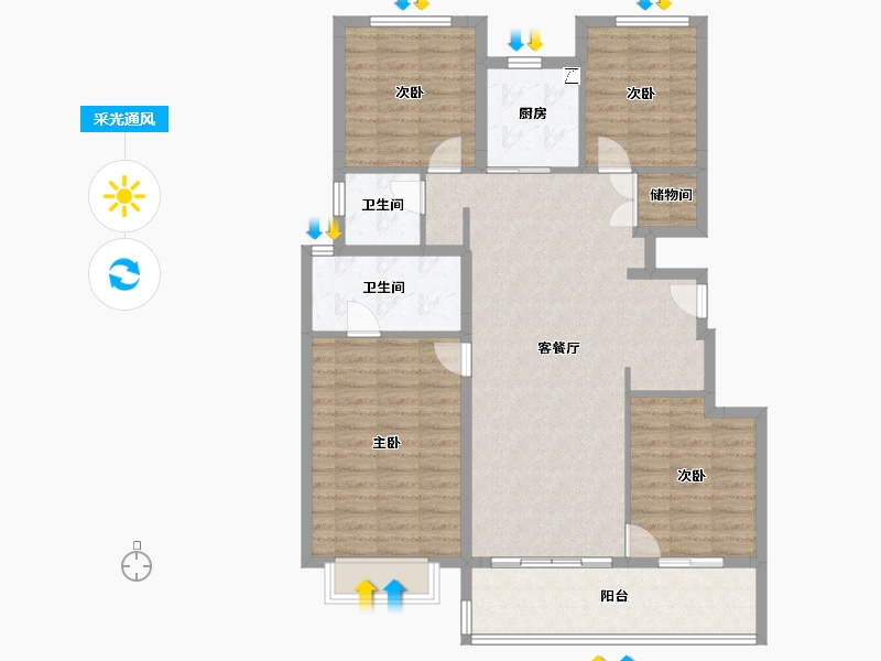 浙江省-宁波市-中海·新芝源境境上-111.20-户型库-采光通风