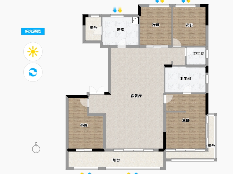 浙江省-宁波市-万科·朗拾-148.00-户型库-采光通风