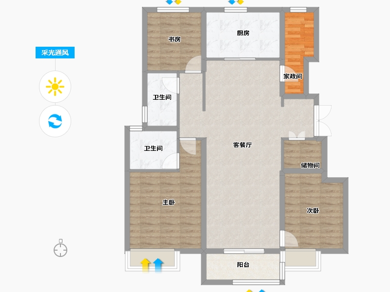 河北省-石家庄市-万科正定文化村-100.57-户型库-采光通风