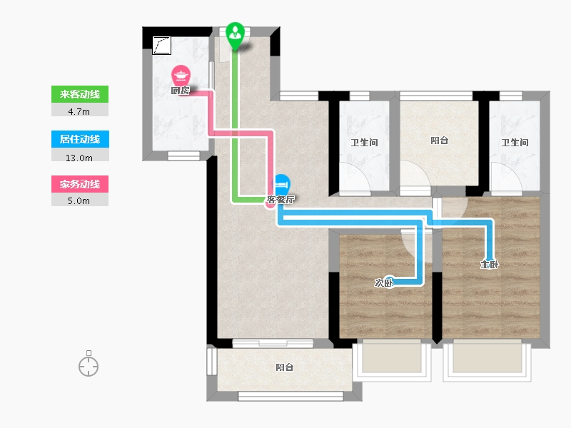 湖南省-长沙市-越秀·亲爱里-55.90-户型库-动静线