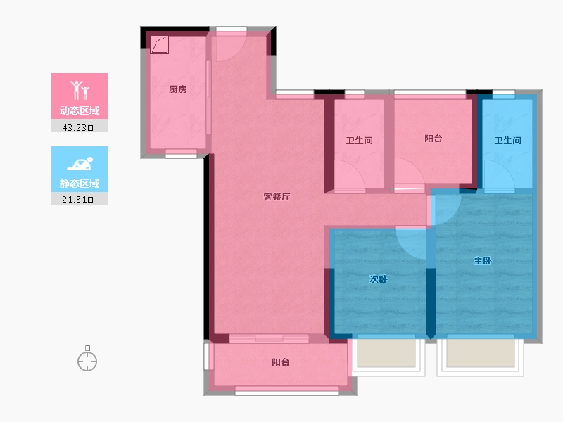 湖南省-长沙市-越秀·亲爱里-55.90-户型库-动静分区