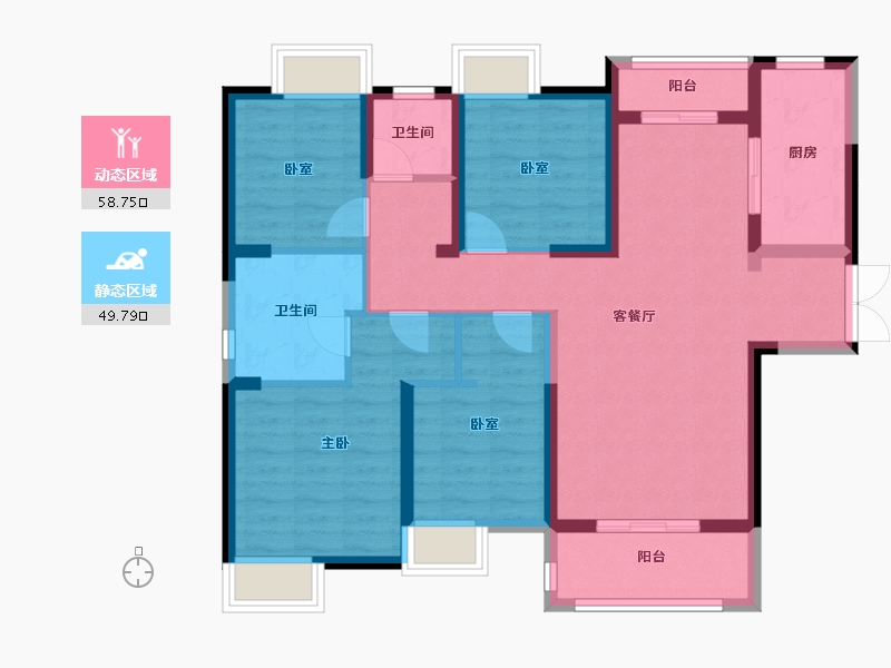 湖北省-武汉市-地铁盛观尚城-96.05-户型库-动静分区