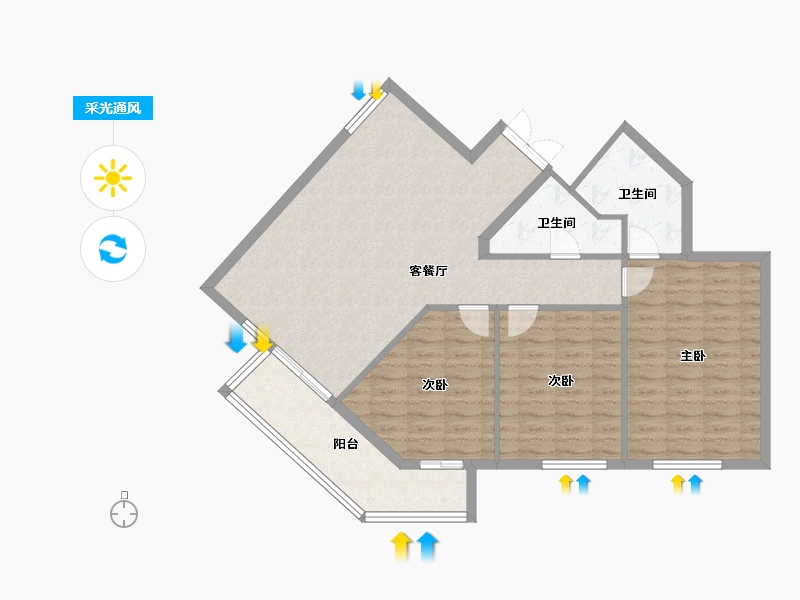 浙江省-台州市-城市港湾-100.00-户型库-采光通风