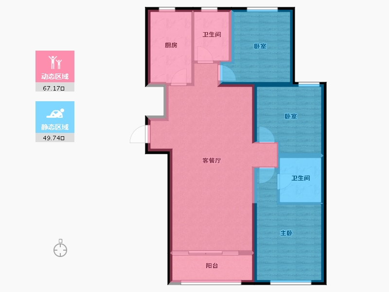 山东省-潍坊市-中冶潍坊公馆-105.60-户型库-动静分区