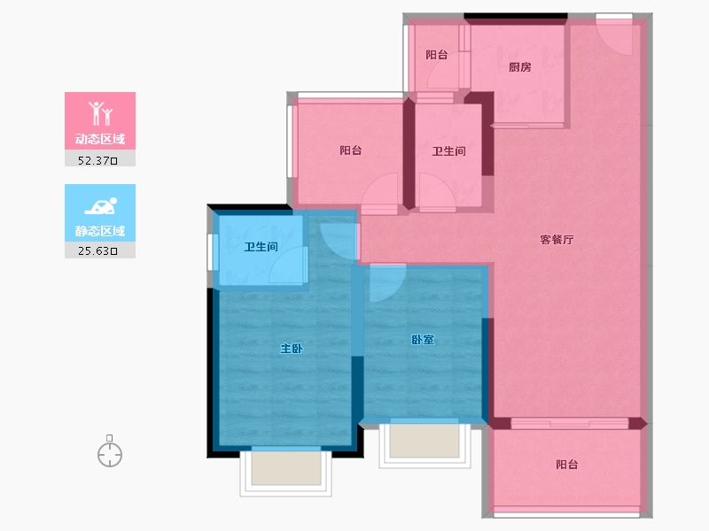 广东省-中山市-鸿基山水印象-68.63-户型库-动静分区