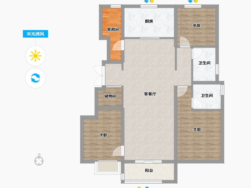 河北省-石家庄市-万科正定文化村-102.49-户型库-采光通风