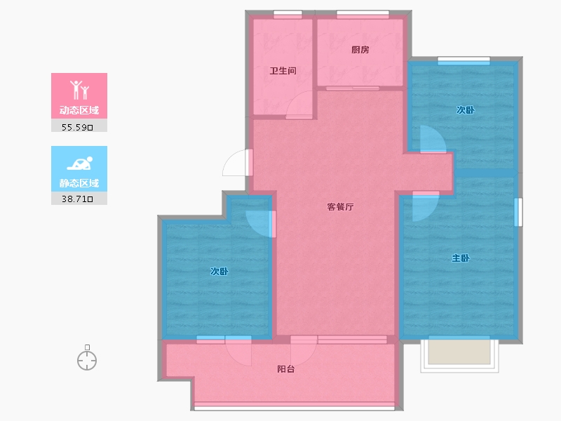 山东省-青岛市-海信珠山小镇-84.15-户型库-动静分区