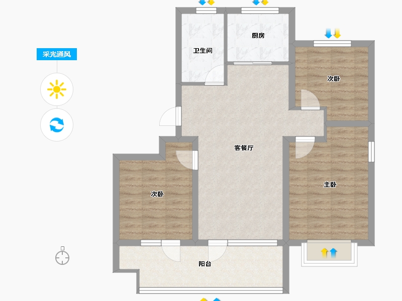 山东省-青岛市-海信珠山小镇-84.15-户型库-采光通风