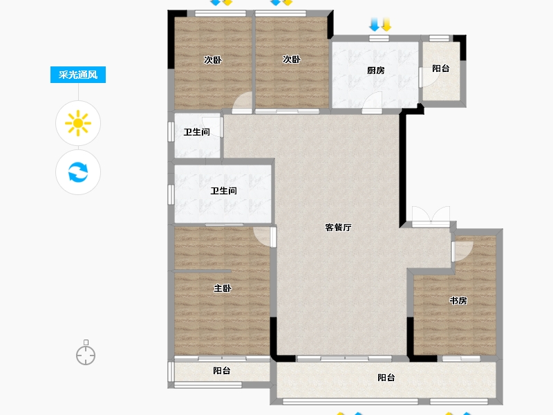 浙江省-宁波市-万科·朗拾-148.01-户型库-采光通风