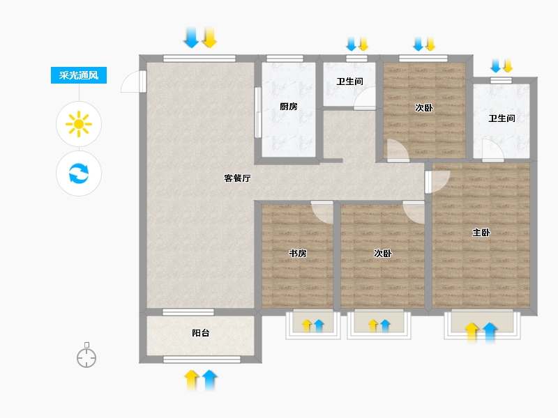 山东省-青岛市-信达金地蓝庭-112.86-户型库-采光通风