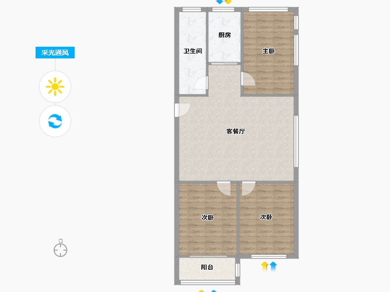 江苏省-南京市-瑞金路8号院-02幢-90.00-户型库-采光通风