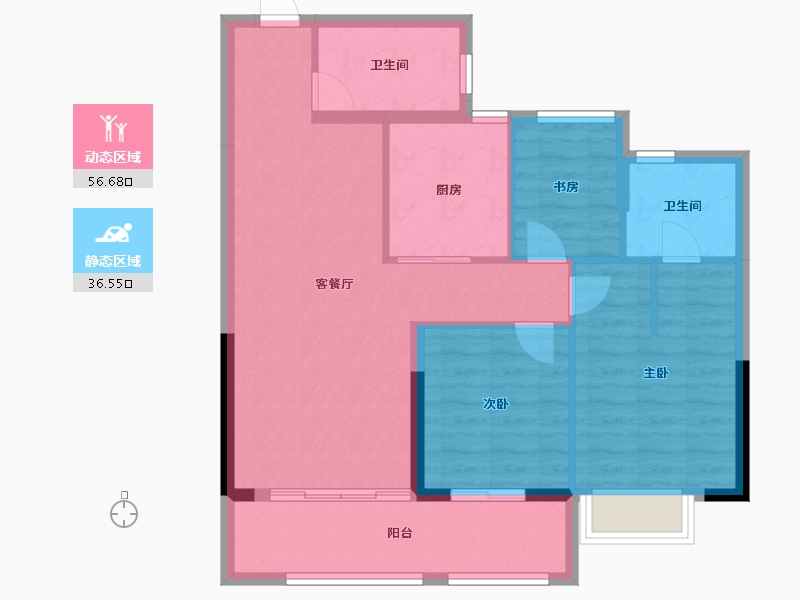 浙江省-宁波市-万科·朗拾-84.00-户型库-动静分区