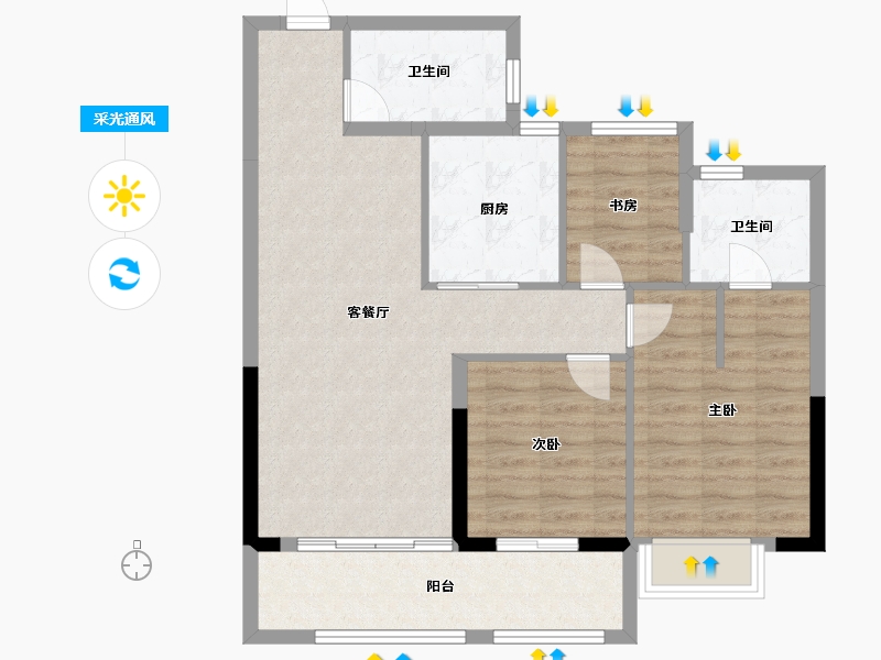 浙江省-宁波市-万科·朗拾-84.00-户型库-采光通风