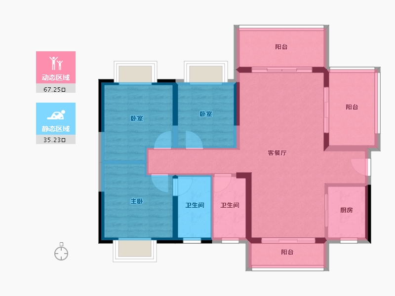 广东省-中山市-鸿基山水印象-91.69-户型库-动静分区