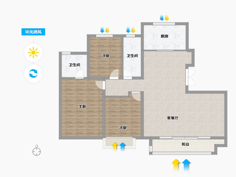 河北省-石家庄市-万科正定文化村-114.71-户型库-采光通风