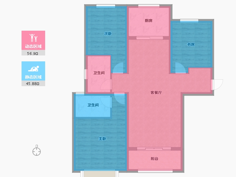 陕西省-西安市-金泰·贞观悦府-92.01-户型库-动静分区