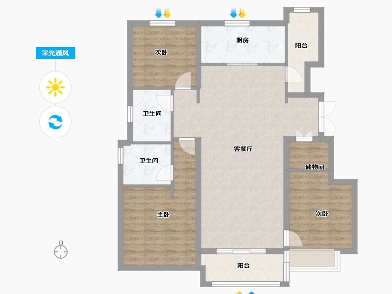 河北省-石家庄市-万科正定文化村-102.40-户型库-采光通风