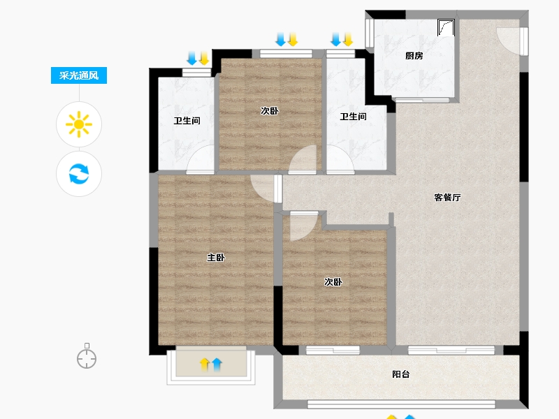 浙江省-宁波市-建发·春江悦-88.00-户型库-采光通风