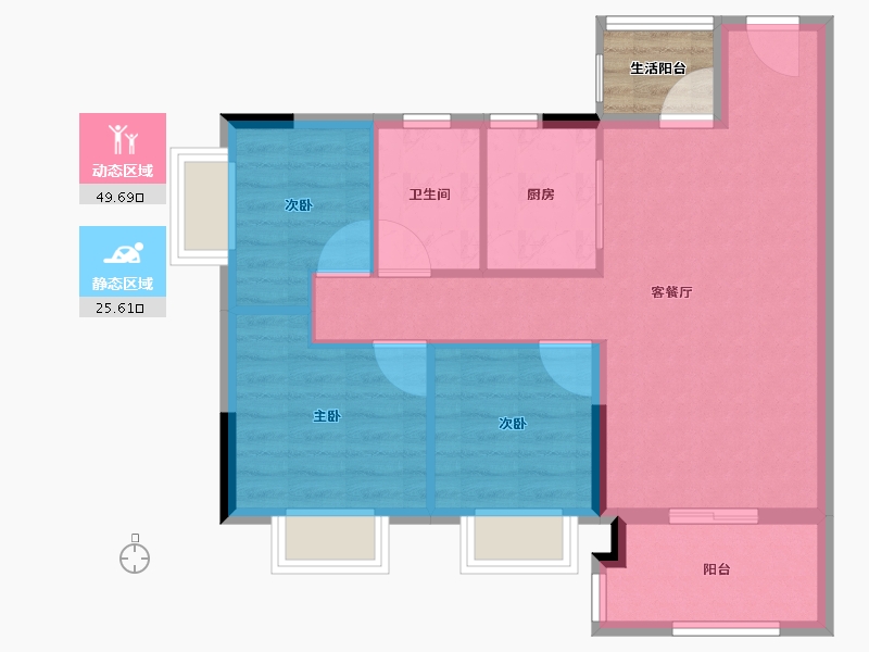 广东省-中山市-建发昇荟庭-70.40-户型库-动静分区