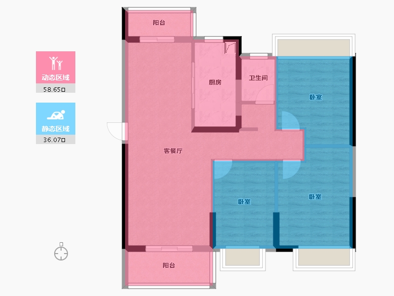 湖北省-武汉市-天纵御景湾-85.00-户型库-动静分区