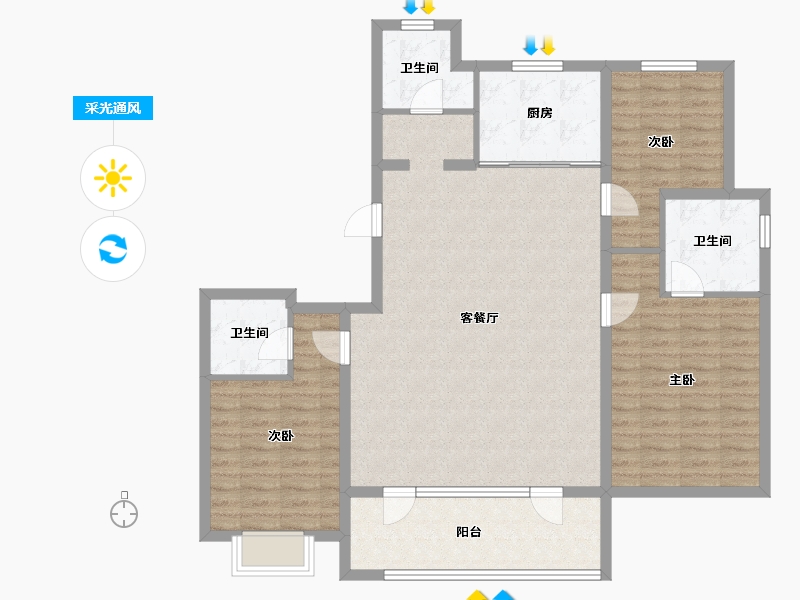 山东省-青岛市-海信城-115.00-户型库-采光通风