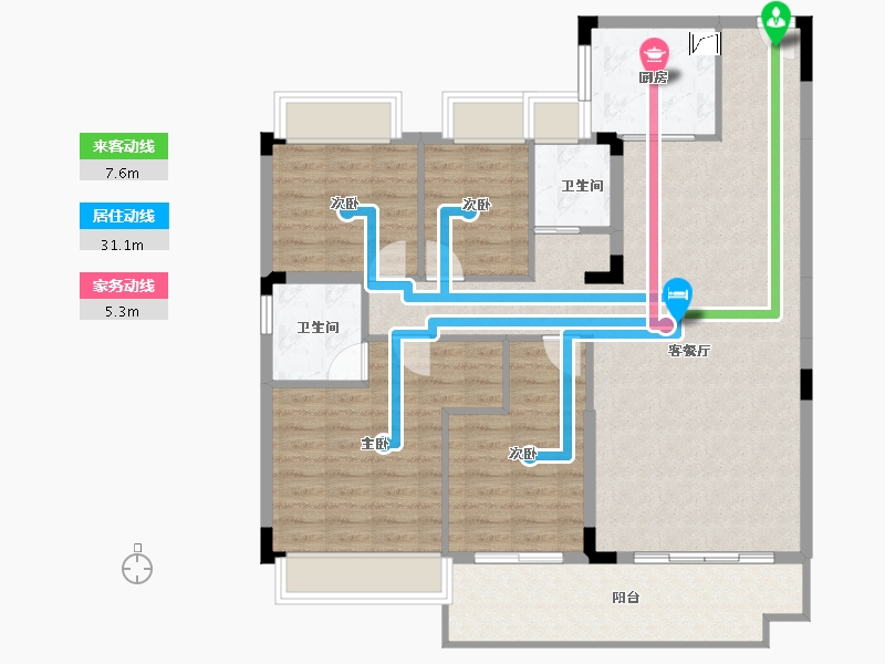 湖南省-长沙市-碧桂园滨江府-110.58-户型库-动静线