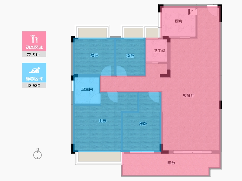 湖南省-长沙市-碧桂园滨江府-110.58-户型库-动静分区