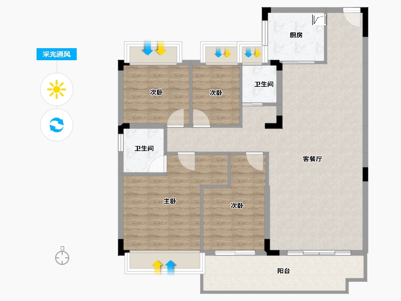 湖南省-长沙市-碧桂园滨江府-110.58-户型库-采光通风