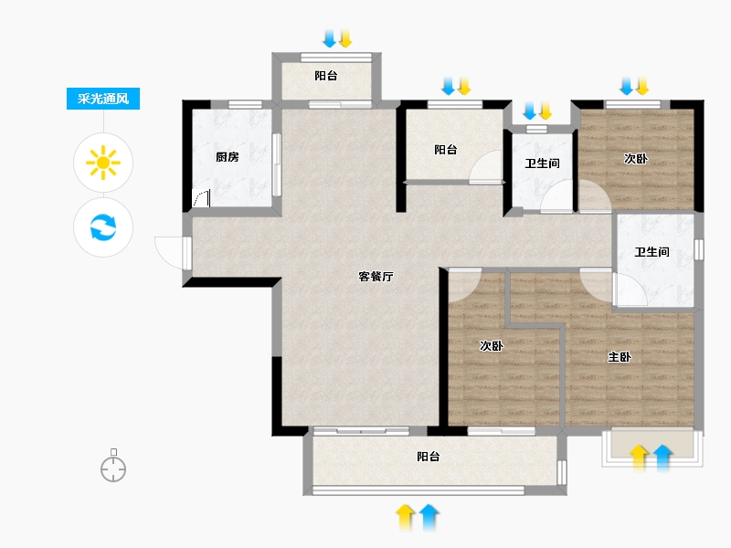 湖南省-长沙市-中建钰和城-114.40-户型库-采光通风