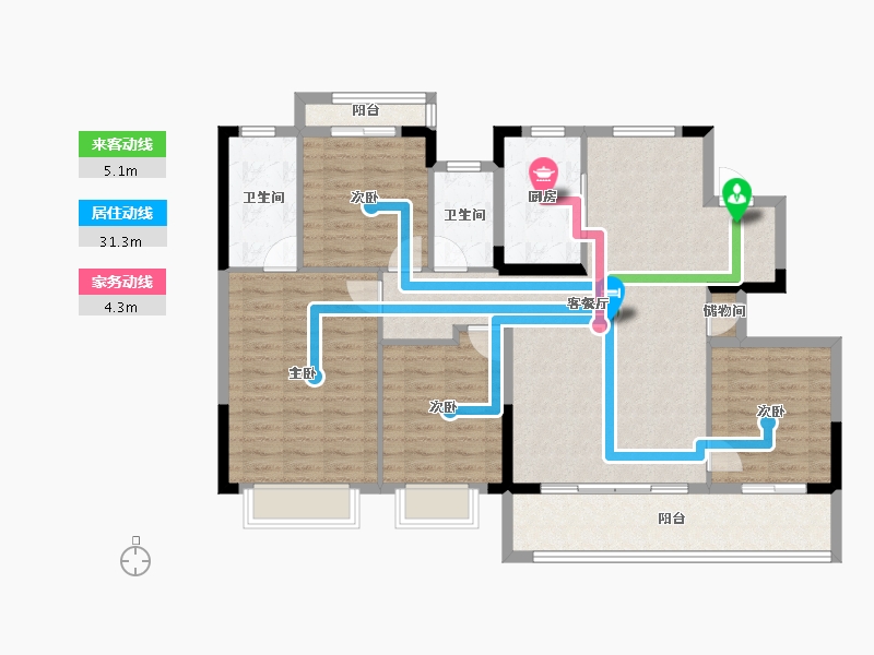 浙江省-宁波市-建发·春江悦-117.60-户型库-动静线