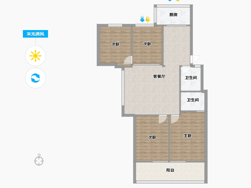 福建省-福州市-元一温泉花园-131.99-户型库-采光通风