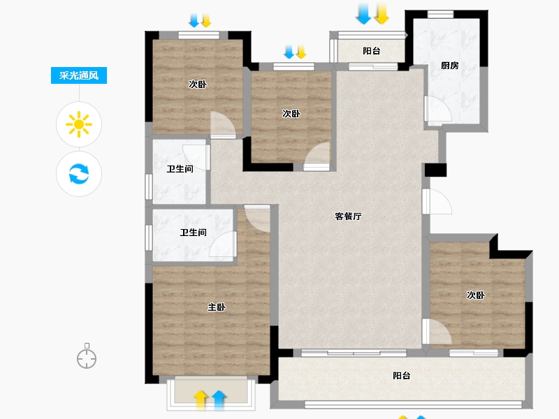 浙江省-宁波市-建发·春江悦-106.40-户型库-采光通风