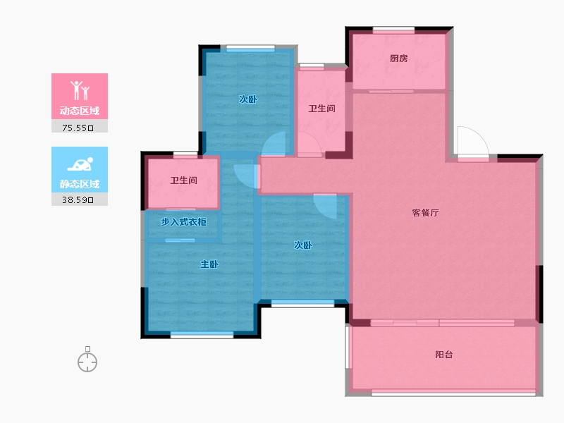 陕西省-咸阳市-绿地新都会-102.38-户型库-动静分区