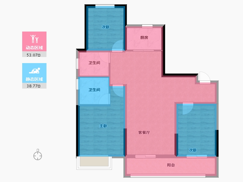 河北省-石家庄市-中国铁建西派江玥-81.60-户型库-动静分区