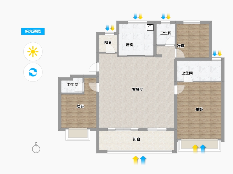 江苏省-无锡市-蠡湖国际小镇-114.64-户型库-采光通风