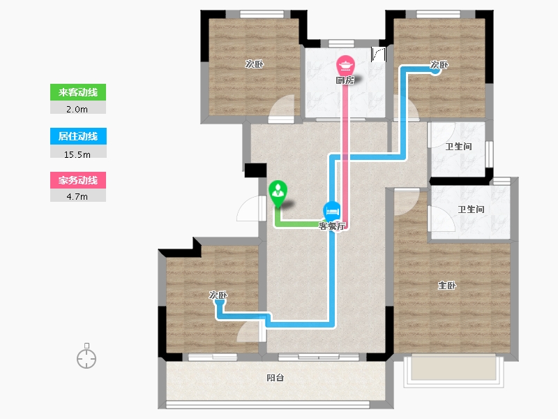 浙江省-宁波市-建发·春江悦-95.20-户型库-动静线