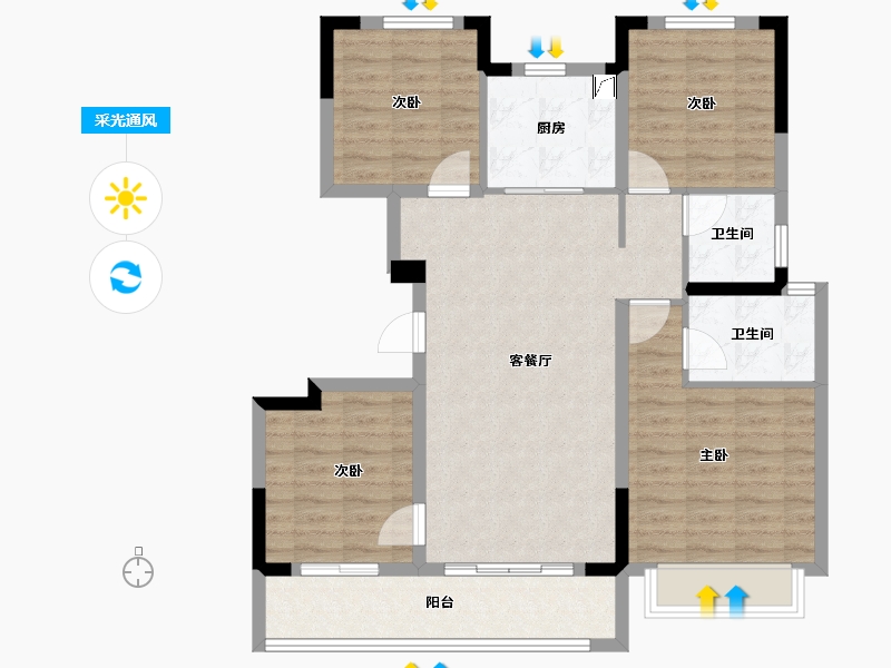 浙江省-宁波市-建发·春江悦-95.20-户型库-采光通风