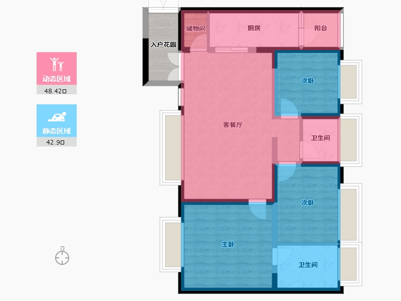 河南省-郑州市-正商城裕园2号院-89.12-户型库-动静分区