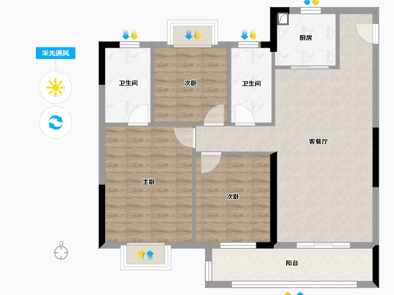 湖北省-武汉市-天纵御景湾-88.00-户型库-采光通风