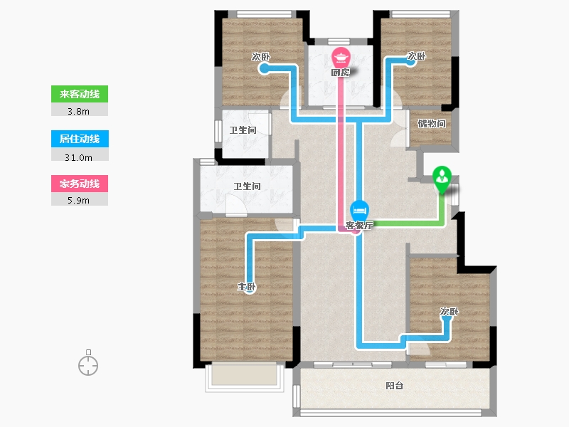 浙江省-宁波市-中海·新芝源境境上-111.20-户型库-动静线