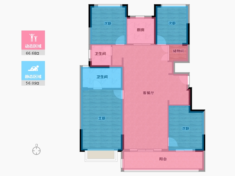 浙江省-宁波市-中海·新芝源境境上-111.20-户型库-动静分区