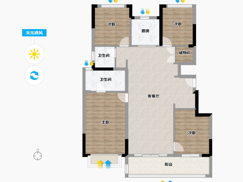 浙江省-宁波市-中海·新芝源境境上-111.20-户型库-采光通风