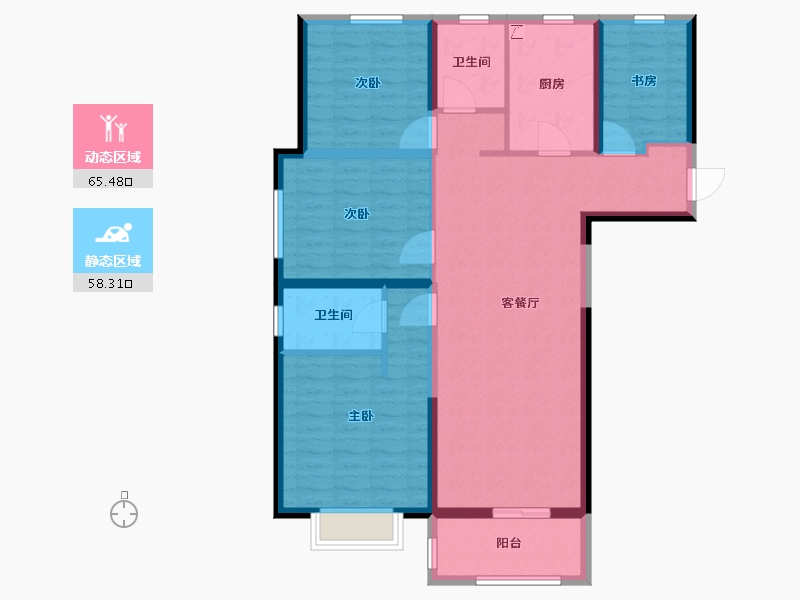 湖北省-武汉市-万科新世纪翡翠滨江-111.13-户型库-动静分区